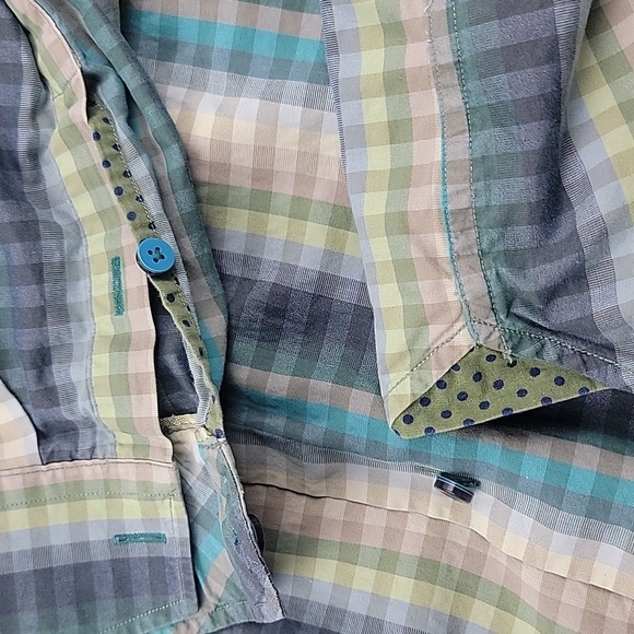 Tommy Bahama blue green paid button down long sleeve shirt Size Medium - Picture 4 of 5